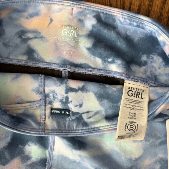 ATHLETA Girl High Rise Chit Chat Tight Leggings Tie Dye Blue 16 XXL NEW NWT - Picture 5 of 5